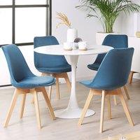 Wyld and Coco Blue Velvet Dining Chairs Set of 2 - Modern Beechwood Legs