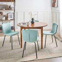 Wyld and Coco Mint Upholstered Dining Chairs Set of 4 with Black Metal Legs in Green