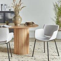 Wyld and Coco Set of 2 Dining Chairs Light Grey Polyester Upholstery Black Metal