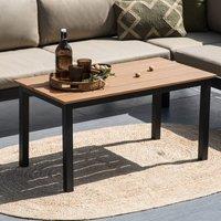 Wyld and Coco Outdoor Coffee Table Plastic Wood Top Black Powder Coat Aluminium in Brown