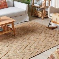Wyld and Coco Beige Jute and Cotton Rug 140 x 200 cm Handwoven Geometric Boho | Size: 140 cm x 200 cm