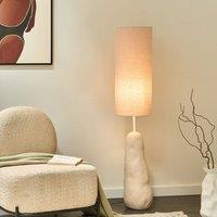 Wyld and Coco Beige Ceramic Floor Lamp - Tilt-Adjust Fabric Shade