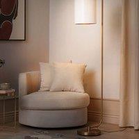 Wyld and Coco Floor Lamp Copper Base White Linen Shade 156 cm