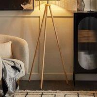 Wyld and Coco Rustic Rattan Drum Floor Lamp 151 cm Tripod in Natural
