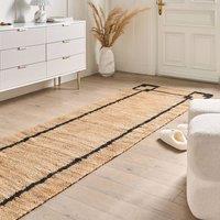 Wyld and Coco Beige and Black Jute Runner Rug Handwoven Patterned Rectangular | Size: 80 cm x 300 cm