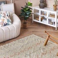 Wyld and Coco Beige Cotton Area Rug Hand-Tufted Geometric 160 x 230 | Size: 160 cm x 230 cm