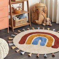 Wyld and Coco Laurel Rainbow Round Cotton Rug 120cm with Tassels | Size: 120 cm diameter
