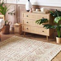 Wyld and Coco Beige Cotton Geometric Flatweave Rug 160 x 230 cm Hand-Tufted | Size: 160 cm x 230 cm