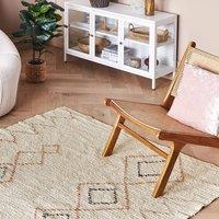 Wyld and Coco Beige Hand-Tufted Cotton Rug 160 x 230 cm Subtle Geometric Pattern | Size: 160 cm x 230 cm