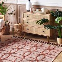 Wyld and Coco Red Cotton Rug 160 x 230 cm Hand-Tufted Boho Geometric | Size: 160 cm x 230 cm