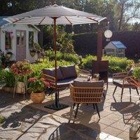 Wyld and Coco Garden Sun Parasol 245 cm - Black and White Striped Canopy Birch Wood