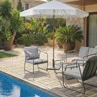 Wyld and Coco Garden Market Parasol White 2.58 m Polyester Shade Powder Coat Steel