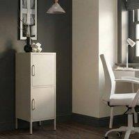 Wyld and Coco 2-Door Beige Metal Cabinet with 4 Shelves