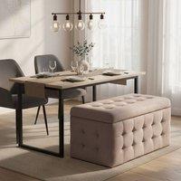 Wyld and Coco Pink Velvet Tufted Storage Ottoman Bench with Hinged Lid