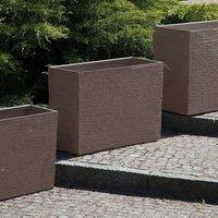 Wyld and Coco Brown Stone Rectangular Planter Weatherproof Fibre Clay