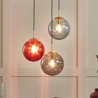 Wyld and Coco Three-Light Pendant Lamp Multicolour Glass and Iron