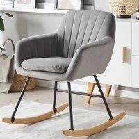 Wyld and Coco Grey Velvet Rocking Chair - Metal Frame Light Wood Runners