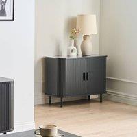 Wyld and Coco Sideboard - Black MDF and Metal Sliding Cabinet W80 x D40 x H60cm