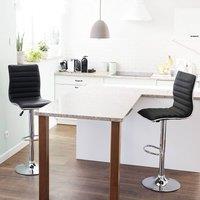 Wyld and Coco Bar Chairs Set 2 Black Faux Leather Chrome Counter Height Swivel