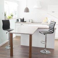 Wyld and Coco Elara Counter Height Bar Stool Set 2 Black Faux Leather Silver