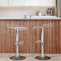 Wyld and Coco Acrylic Bar Stool Set 2 Swivel Gas Lift Adjustable Height Silver in Clear