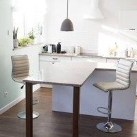 Wyld and Coco Set of 2 Beige Fabric Counter-Height Swivel Bar Chairs