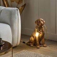 Wyld and Coco Gold Dog Table Lamp Polyresin Bedside Light