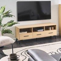 Wyld and Coco TV Stand - Light Brown MDF with Cable Management