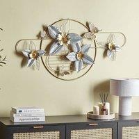 Wyld and Coco Gold Iron Handmade Wall Art Floral Decor Golden Butterflies