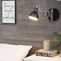 Wyld and Coco Set of 2 Black Metal Wall Lamps with Adjustable Swing Arm