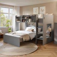 Flair Wizard L Shaped Triple Bunk Bed in Grey | Size: Single