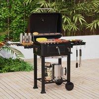 House of Home BBQ Smoker Grill Thermometer, Adjustable Charcoal Pan in Black
