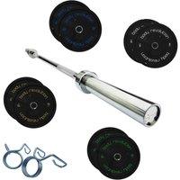 Monstershop 7ft Olympic Weightlifting Bar Bumper Weight Plate Sets 30kg Weight in Black