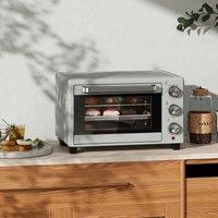 HOMCOM Mini Oven 21L Electric Grill w/ Adjustable Temp 1400W, Silver Tone