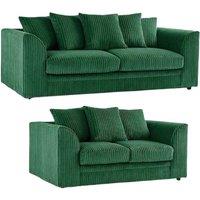 SOFASELECTION UK Jumbo Cord 3+2 Seater Sofa Set in Green Colour | Size: 5 Pack