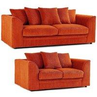 SOFASELECTION UK Jumbo Cord 3+2 Seater Sofa Set in Orange | Size: 5 Pack