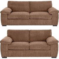 Bliss Furniture Jumbo Cord Amalfi 3+2 Seater Sofa Set in Beige | Size: 5 Pack