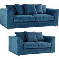 Bliss Furniture Jumbo Cord 3+2 Seater Sofa Set with Soft Fabric in Blue Colour | Size: 5 Pack
