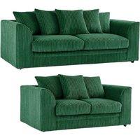 Bliss Furniture Jumbo Cord 3+2 Seater Sofa Set with Soft Fabric in Green Colour | Size: 5 Pack