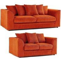 Bliss Furniture Jumbo Cord 3+2 Seater Sofa Set with Soft Fabric in Orange Colour | Size: 5 Pack