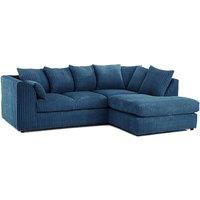 Bliss Furniture Right Hand L Shape Scatter Back Corner Sofa in Blue Jumbo Cord Fabric | Size: 4 Pack
