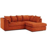 Bliss Furniture Right Hand L Shape Scatter Back Sofa in Orange Jumbo Cord Fabric | Size: 4 Pack