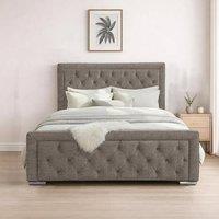 Bed Time UK Naples Bed Frame with Chesterfield Floor Standing Headboard & FB in Silver | Size: King