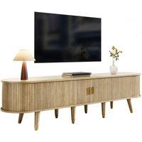 BTM 175 cm TV cabinet with sliding door & large storage, country style in Light Brown