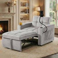 BTM 3-in-1 Expandable Single Sofa Bed with Drink & Phone Holders in Dark Grey | Size: A