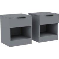 Home Discount Vida Designs Trega 1 Drawer Bedside Cabinet Space saving, Set Of 2 in Grey