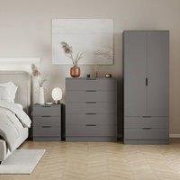 HD Designs Trega 3Pc Bedroom Set(3Dr Bedside, 5Dr Chest, Wardrobe) in Grey