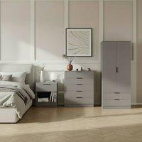 HD Designs Trega 3Pc Bedroom Set(1Dr Bedside, 5Dr Chest, Wardrobe) in Grey
