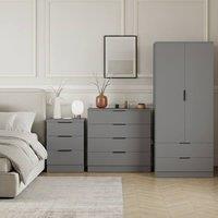 HD Designs Trega 3Pc Bedroom Set(3Dr Bedside, 4Dr Chest & Wardrobe) in Grey