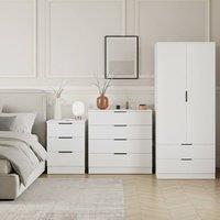 HD Designs Trega 3Pc Bedroom Set(3Dr Bedside, 4Dr Chest & Wardrobe) in White